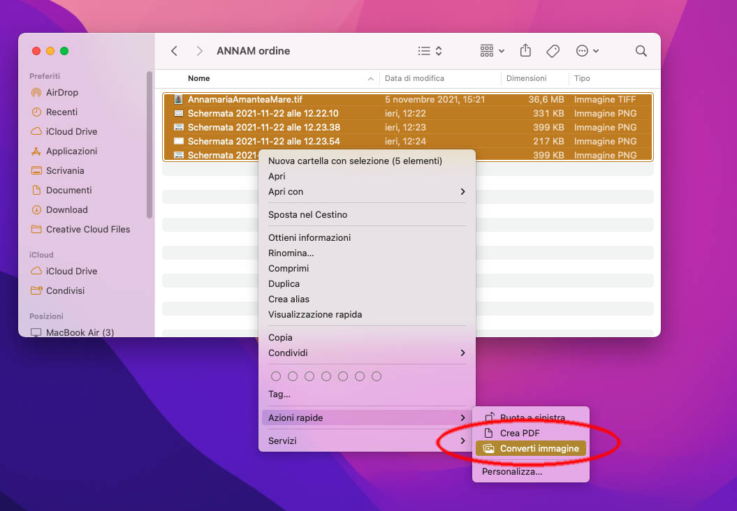 Come usare le azioni rapide di macOS Monterey per ridurre al volo il “peso” delle immagini