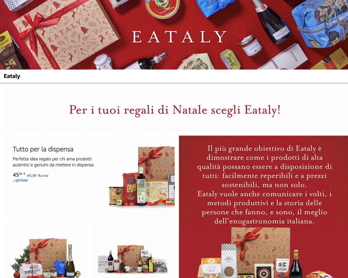 Eataly, le ceste di Natale si acquistano anche su Amazon