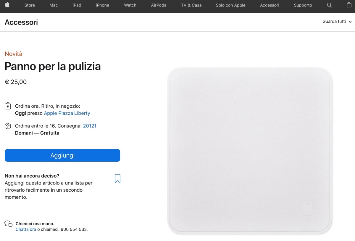 Apple, il panno per pulire gli schermi torna disponibile